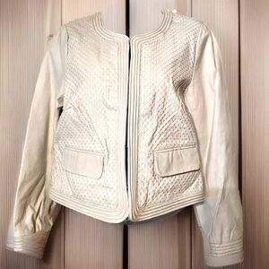 🛍TERRY LEWIS🛍WOVEN LEATHER HOOK EYE SHORT TEXTURED JACKET NWT❣️